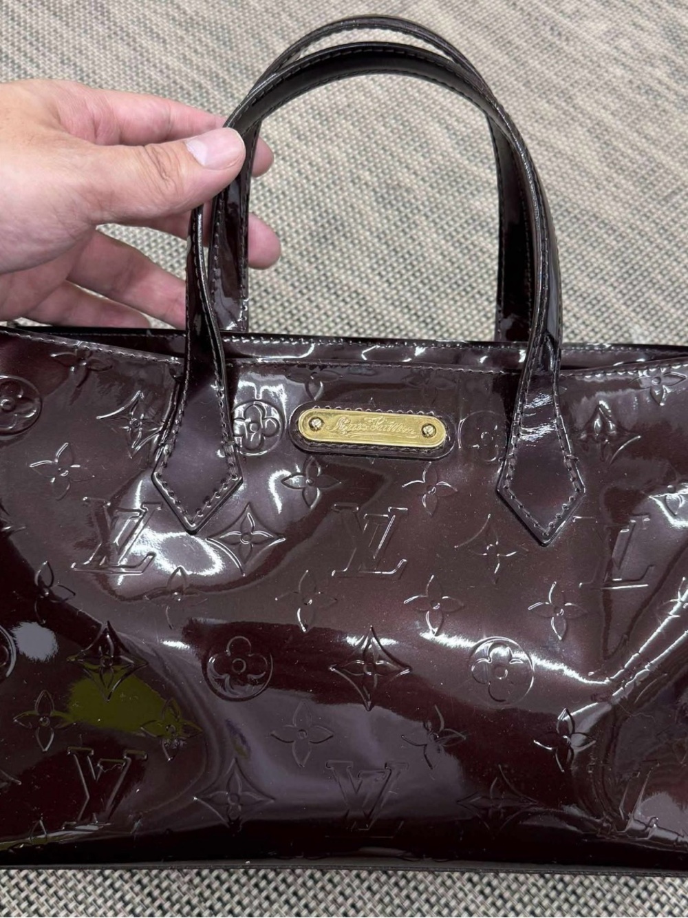 Louis Vuitton Patent Monogram Burgundy Tote